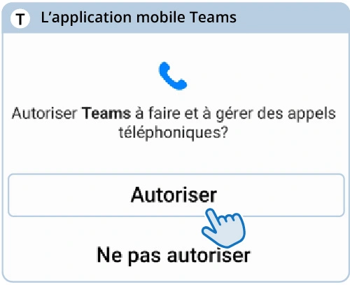 Fenêtre Autoriser Teams à faire et à gérer des appels téléphoniques